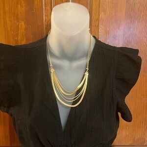 Gold-toned Vintage Necklace With Multiple Chains Bright & Shiny Gorgeous!